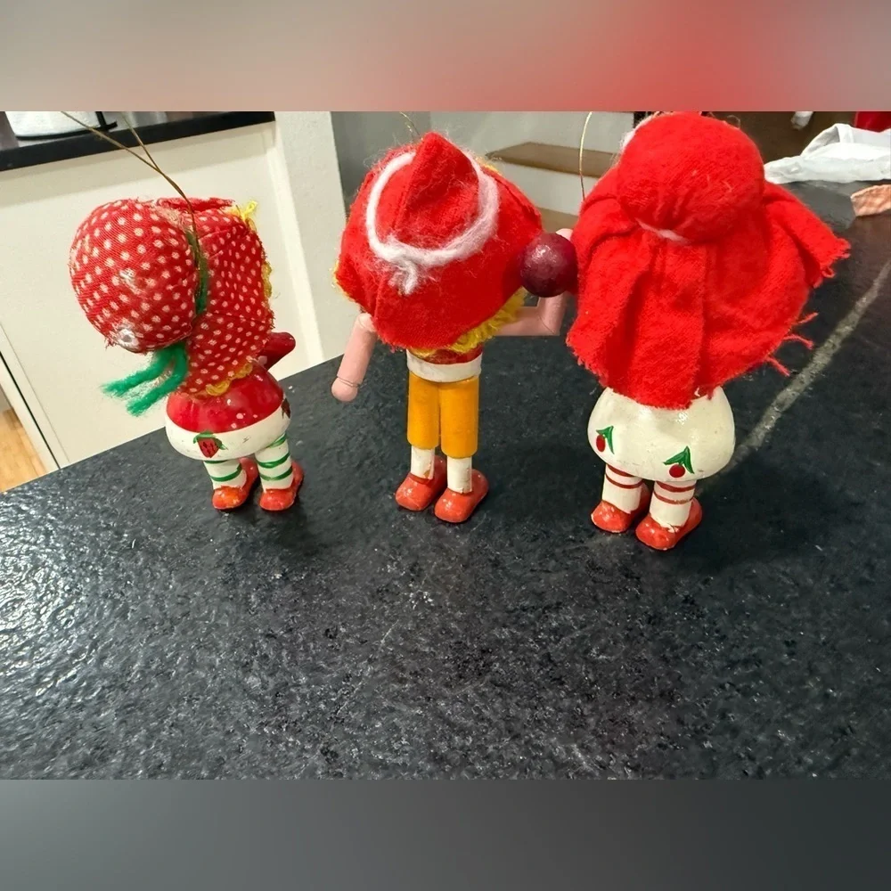 3 Vintage Wooden Doll Holiday Christmas Ornaments Made‎ in Taiwan